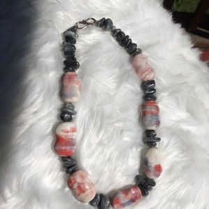 Handmade Necklace Ceramic and River Pebbles